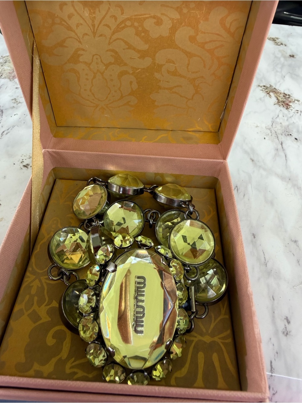 Miu Miu Lime Crystal Statement bracelet - Picture 6 of 6